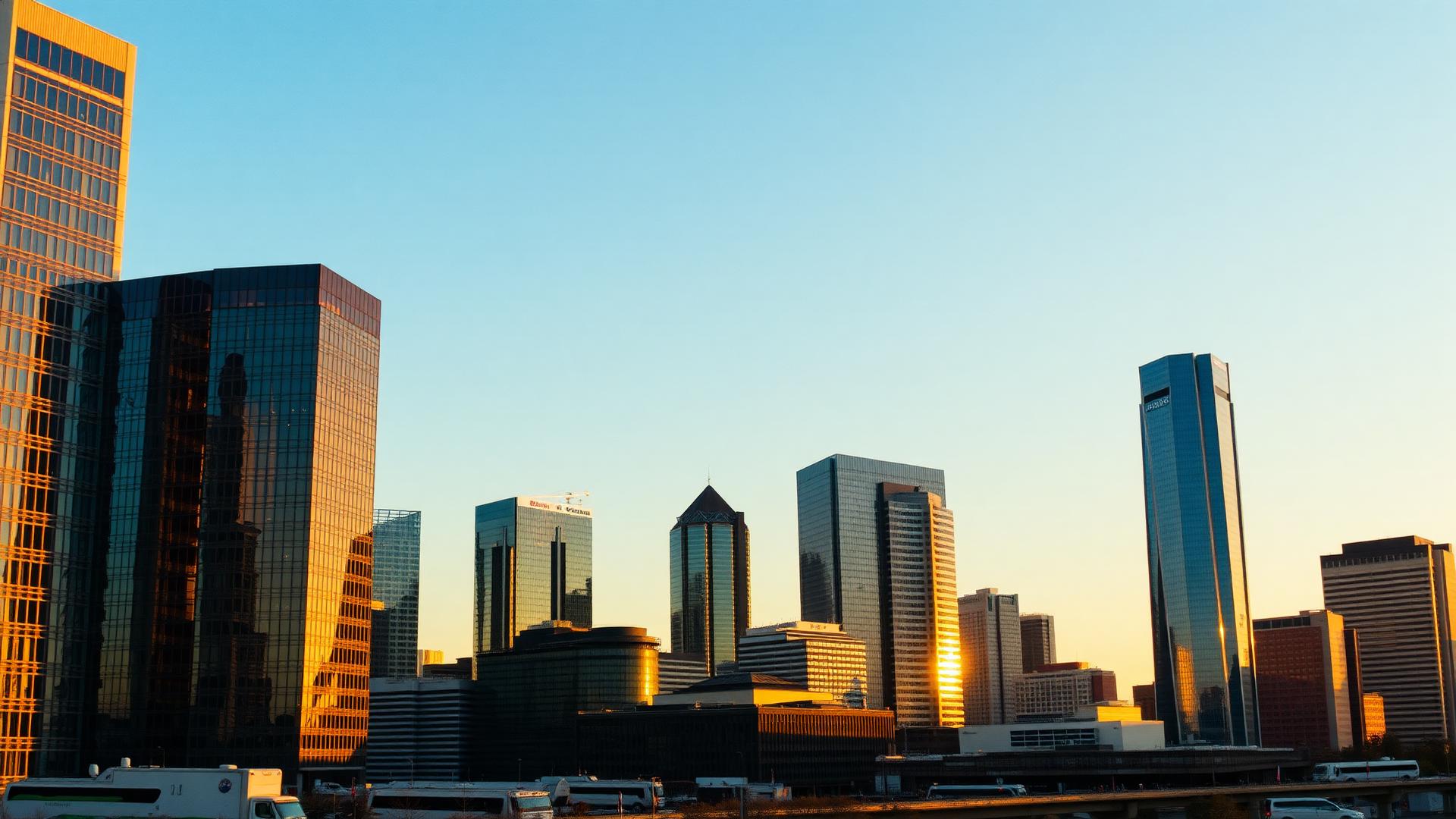 Houston skyline at golden hour